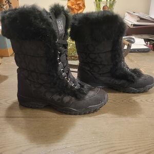 Coach Black Winter Boots with Fur Detail